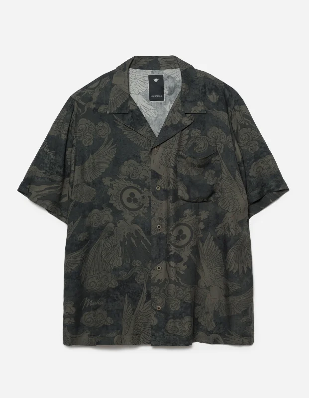 1394 Peace Dove Camp Collar Shirt Black