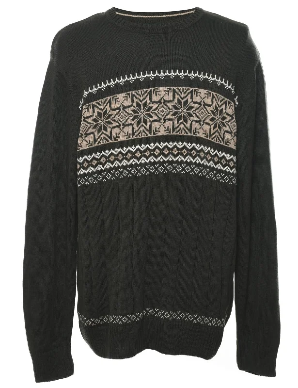 Dark Green Nordic Jumper - L