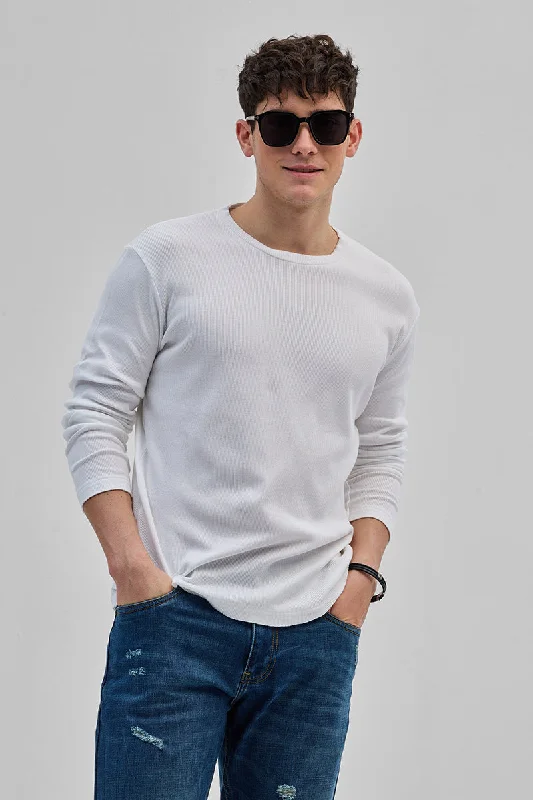 White Textured Sweatshirt