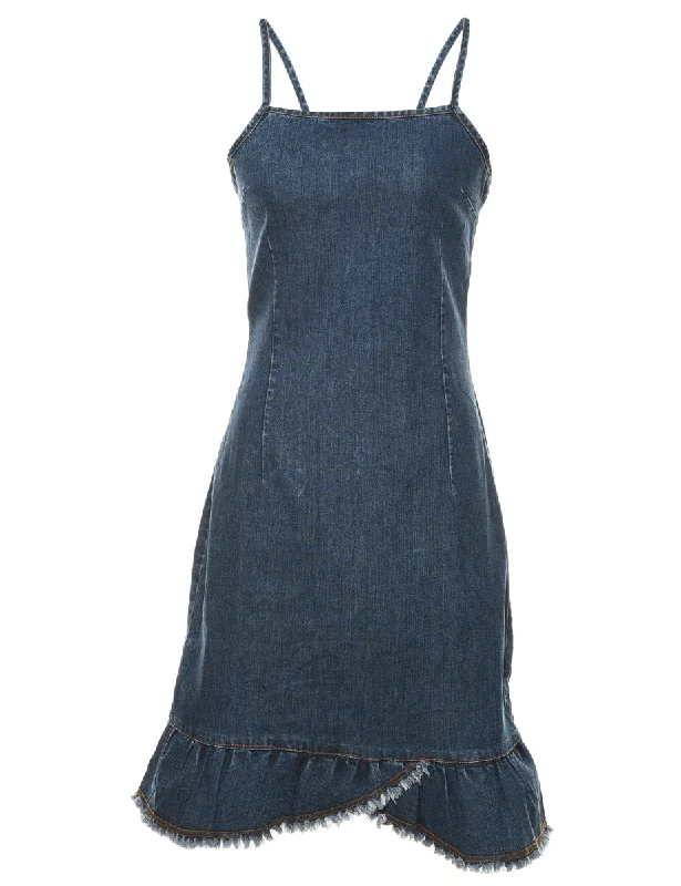 Dark Wash Strappy Y2K Denim Dress - XS