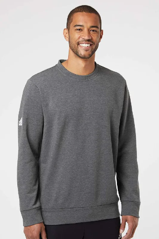 Adidas Mens Fleece Crewneck Sweatshirt - Heather Dark Grey - Closeout