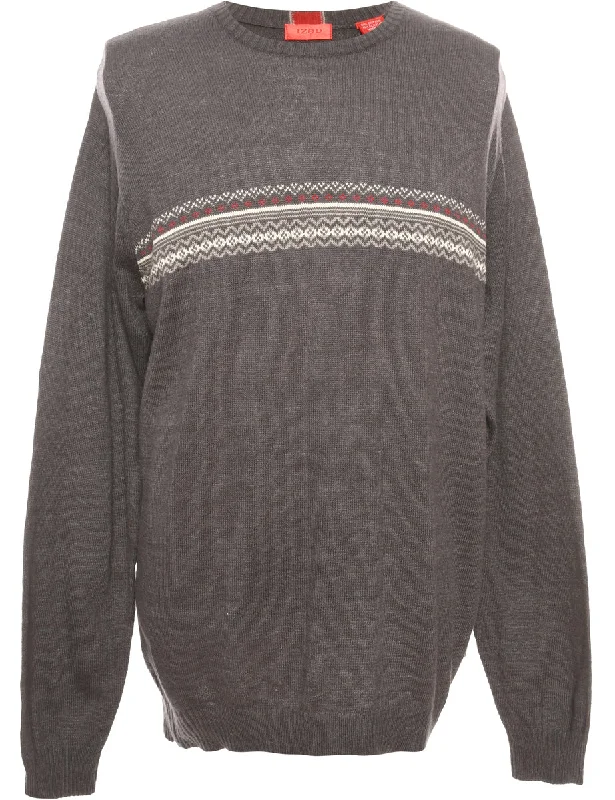 Dark Grey Izod Patterned Knit Jumper - M