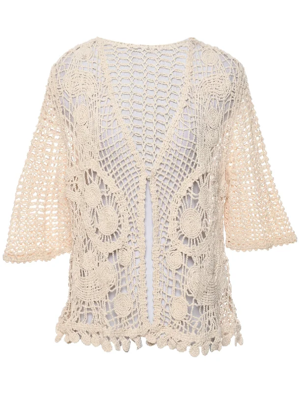 Crochet Beige Cardigan - XL