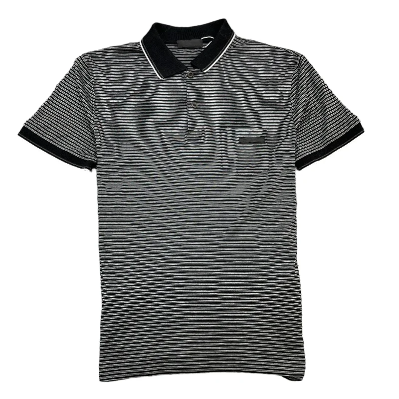 Men's Stripe Logo Polo Shirt Black Size M