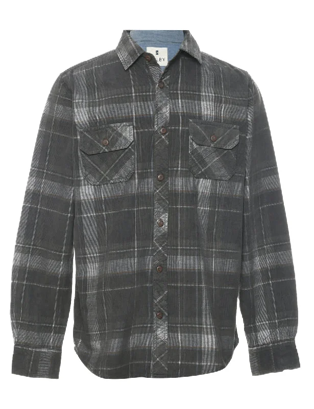 Dark Grey Corduroy Checked Shirt - S