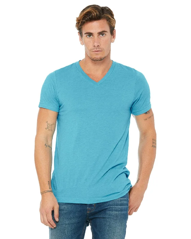 Bella+Canvas Unisex Triblend Short Sleeve V-Neck T-Shirt | Aqua Triblend