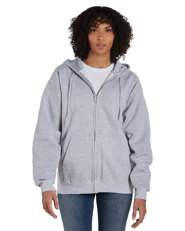 Hanes Ultimate Cotton Full-Zip Hoodie Sweatshirt | Light Steel