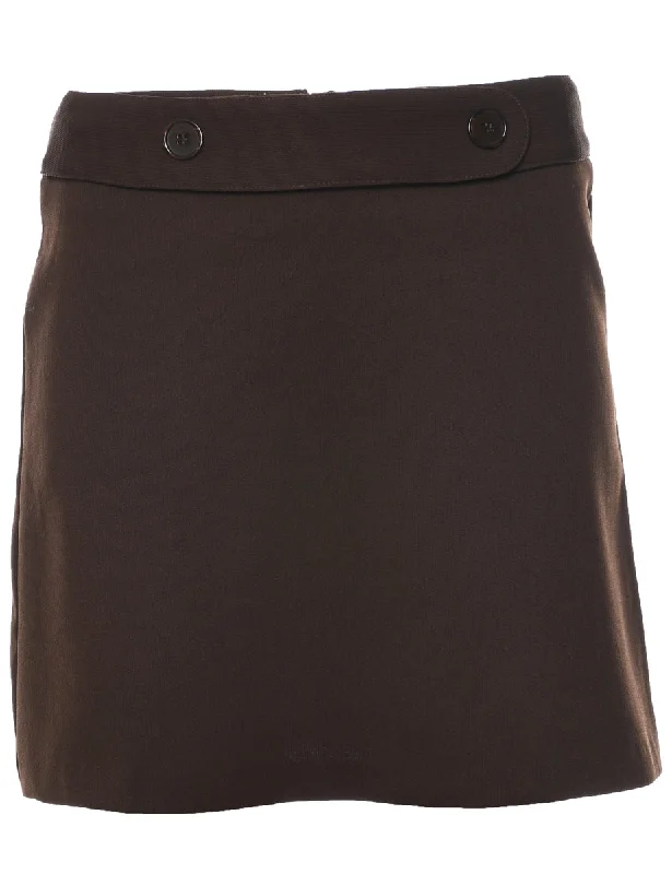 Dark Brown A-line Skirt - S