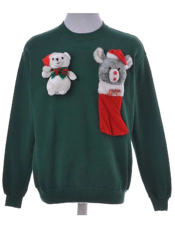 Dark Green Novelty Christmas Sweatshirt