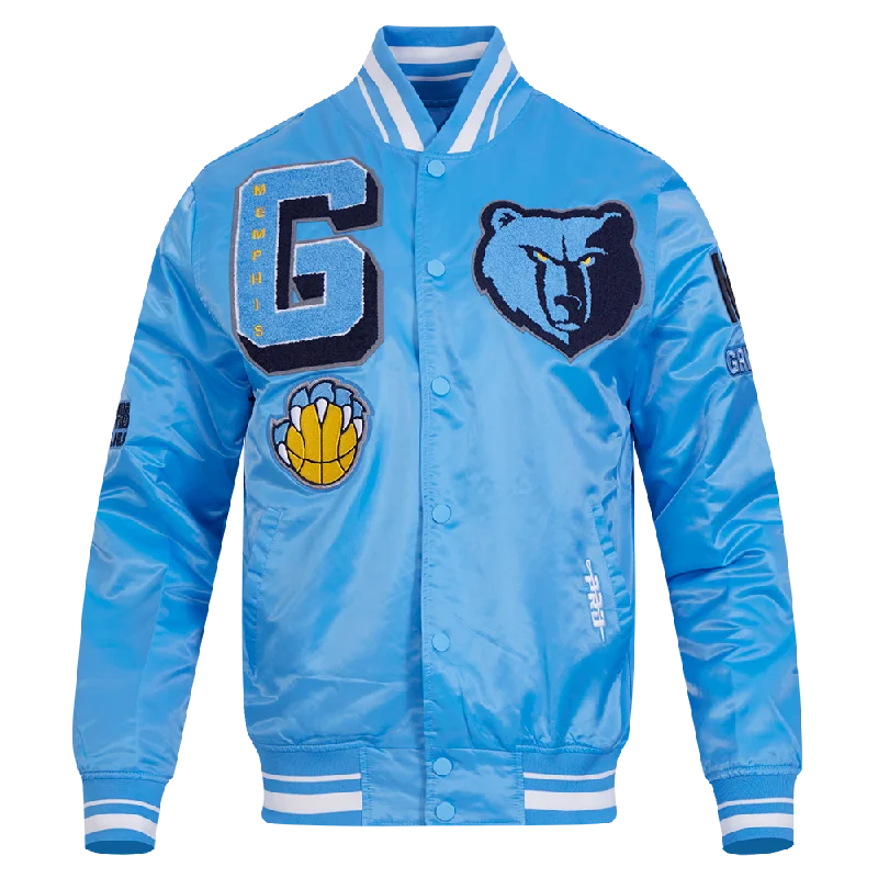 NBA MEMPHIS GRIZZLIES MASHUP MEN'S RIB SATIN JACKET (UNIVERSITY BLUE)