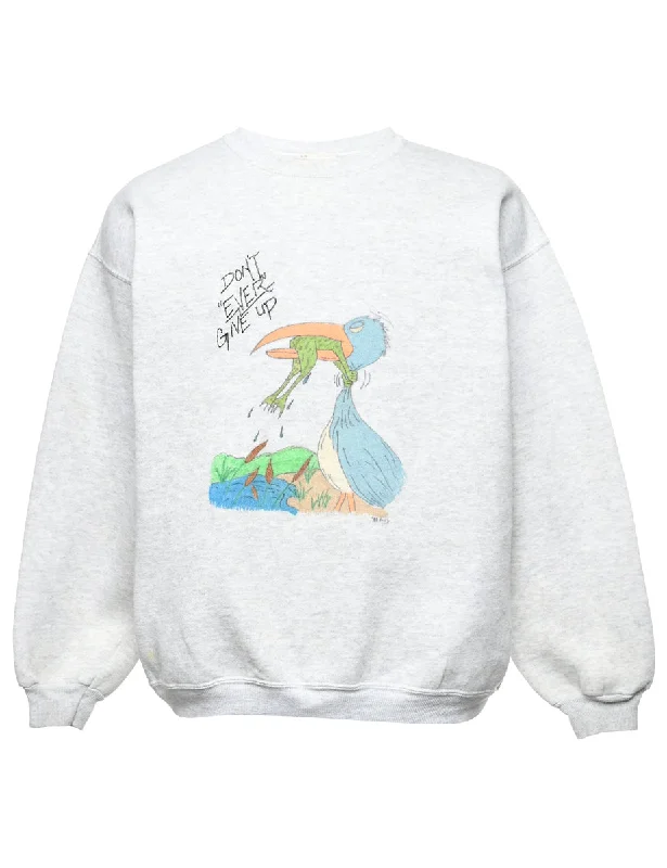 Don't Ever Give Up Cartoon Sweatshirt - L