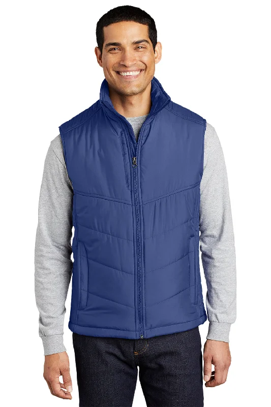 Port Authority Mens Wind & Water Resistant Full Zip Puffy Vest - Mediterranean Blue