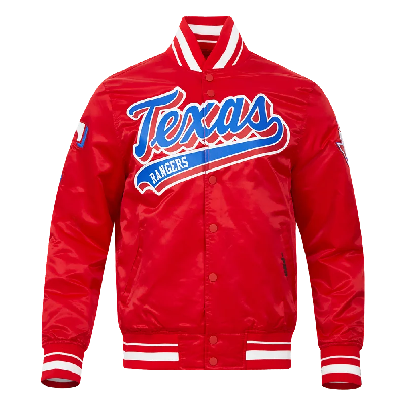 MLB TEXAS RANGERS SCRIPT TAIL MEN'S SATIN JACKET (RED)