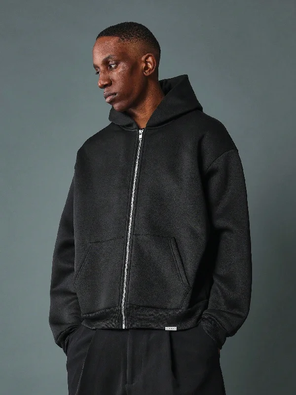 Regular Fit Zip-Up Hoodie With Small Embroidery Pattern