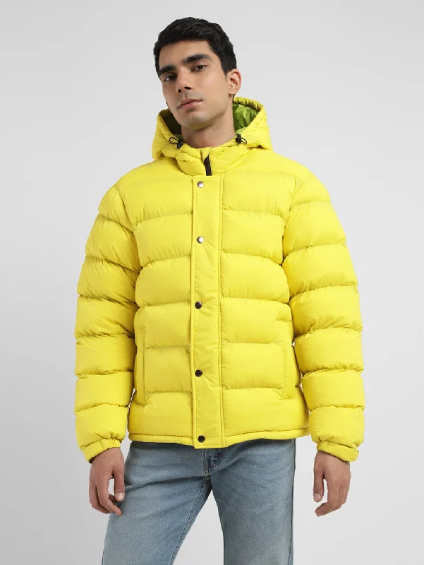 Men's Solid Yellow Quilted Jacket