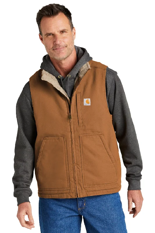 Carhartt Mens Sherpa Lined Mock Neck Full Zip Vest - Carhartt Brown