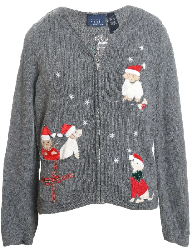 Cute Animal Print Christmas Cardigan - S