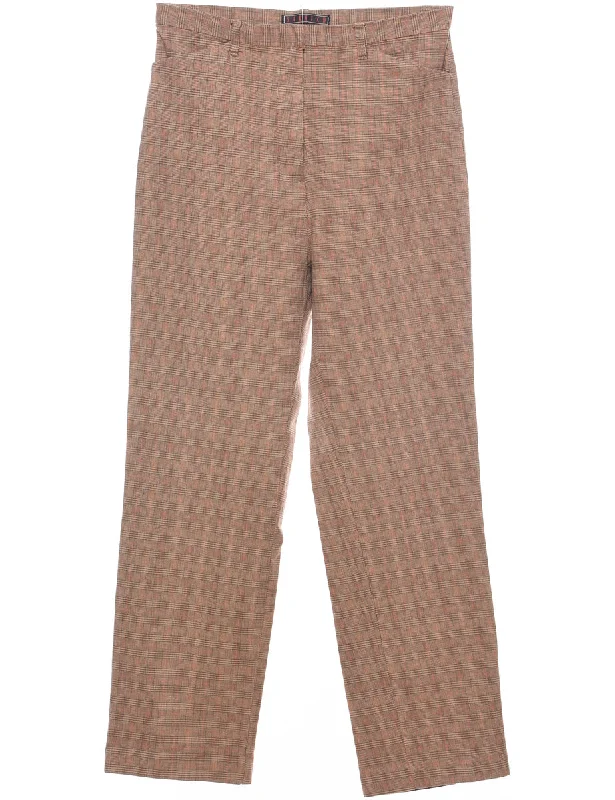 Dogtooth Check Light Brown Trousers - W28 L29