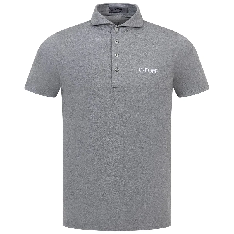 Melange Rib Gusset Tech Pique Embroidered Polo Heather Grey - AW24