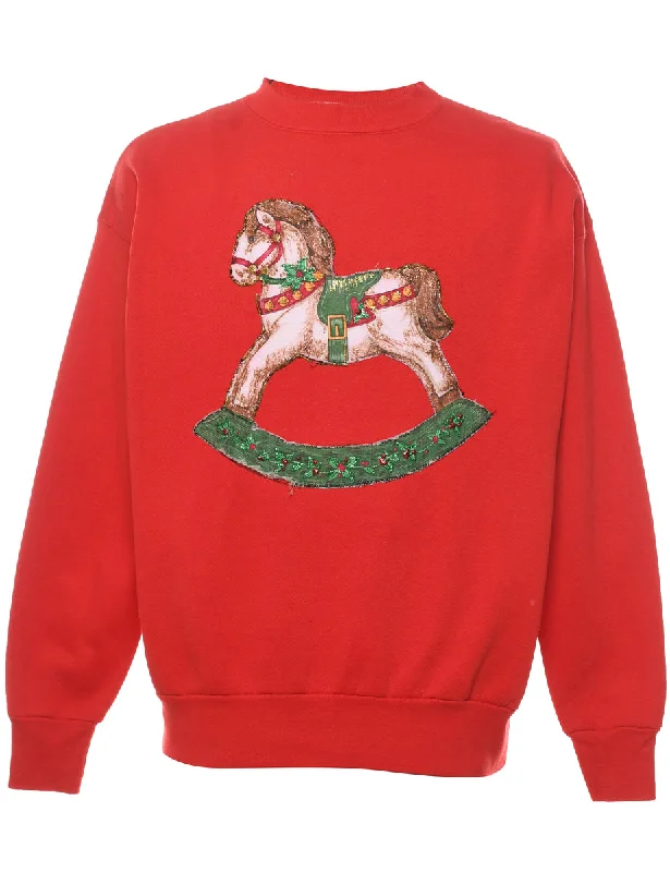 Cute Animal Print Christmas Sweatshirt - XL