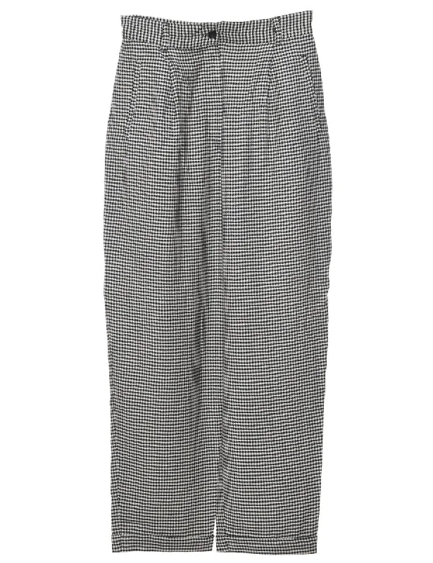 Dogtooth Design Black & White Tapered Trousers - W26 L27