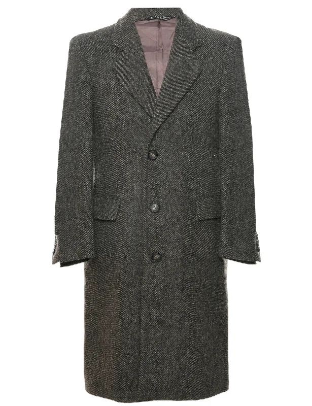 Dark Brown Wool Coat - M