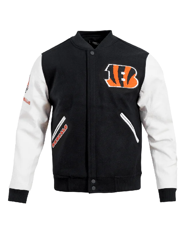 NFL CINCINNATI BENGALS CLASSIC WOOL MEN'S VARSITY JACKET (BLACK/WHITE)