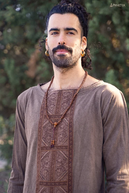 Tribal Shirt with Long Sleeves >> Handwoven Organic Cotton and Hemp >> Herbal Dye