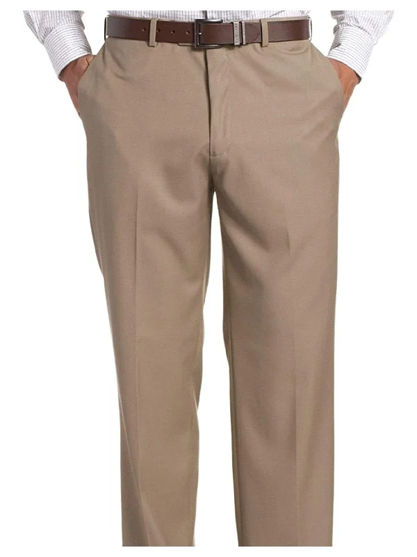 Perry Ellis Classic Fit Tan Subtle Herringbone Flat Front Washable Dress Pants