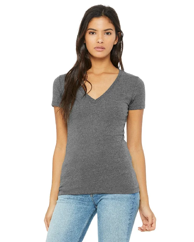 Bella+Canvas Ladies Deep V-Neck T-Shirt | Deep Heather