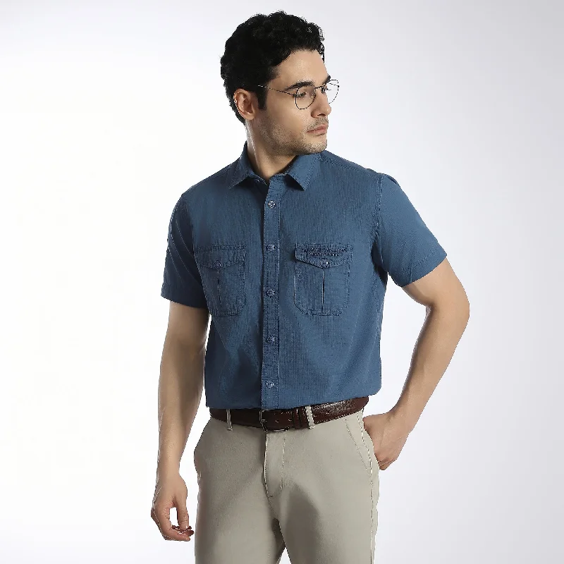 Modern Explorer - Double Pocket Flap Authentic Casual Shirts 100% Cotton - Regular Fit.