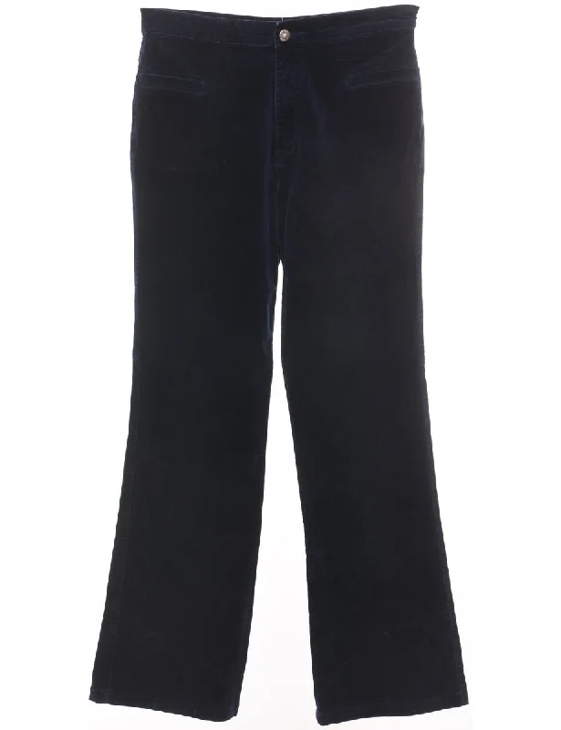 Corduroy Fabric Navy Flared Trousers - W30 L30