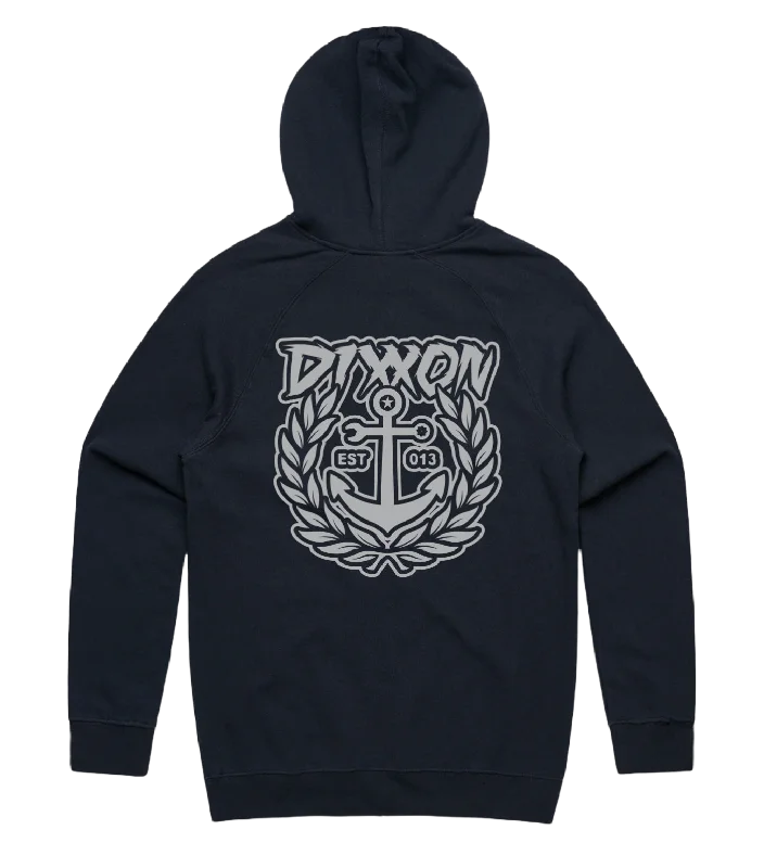 Salty Crest Grey Logo Hood -  Navy