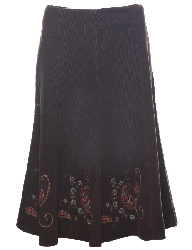 Corduroy Flared Skirt - L