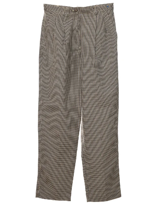 Dogtooth Design Light Brown & Dark Brown Trousers - W30 L29