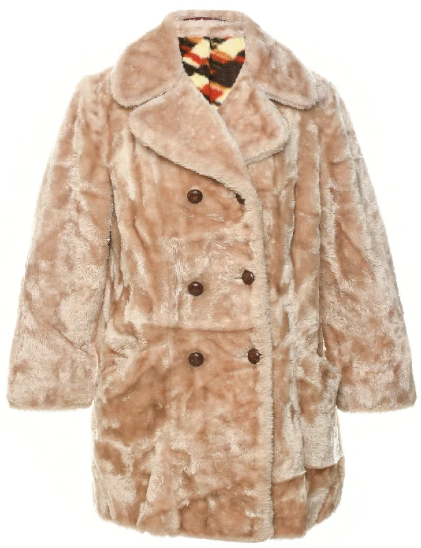 Double Breasted Faux Fur Coat - M