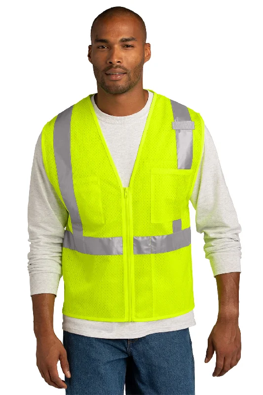 CornerStone Mens ANSI 107 Class 2 Mesh Zipper Vest - Safety Yellow