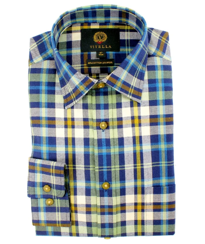 VIYELLA Plaid Shirt BLUE GREEN