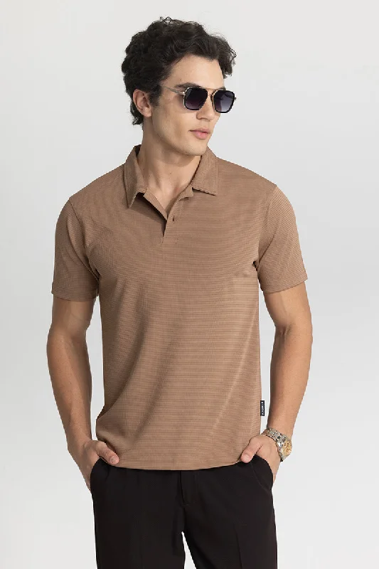 Beige Textured Polo T-Shirt