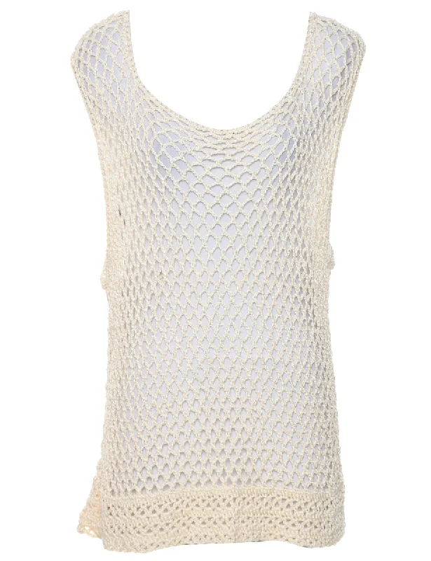 Crochet Off White Jumper - XL