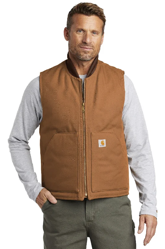 Carhartt Mens Wind & Water Resistant Duck Cloth Full Zip Vest - Carhartt Brown