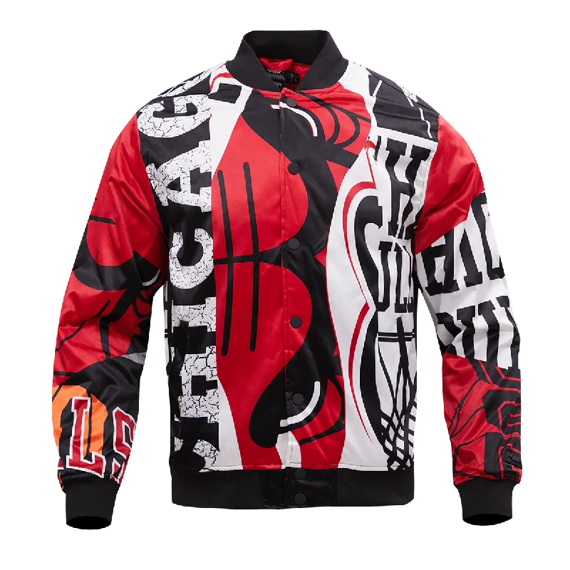 NBA CHICAGO BULLS MASHUP MEN'S SATIN JACKET (RED)