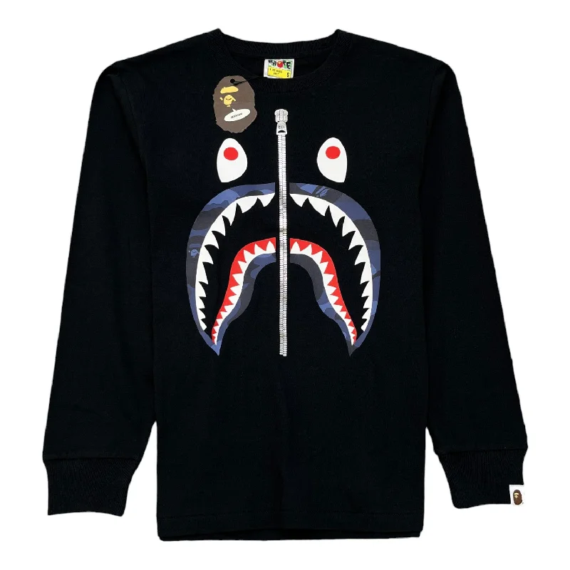 Men's Shark Long Sleeve T-Shirt Black Size S