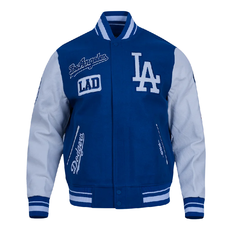 MLB LOS ANGELES DODGERS AREA CODE MEN'S RIB WOOL VARSITY JACKET (DODGER BLUE/WHITE)