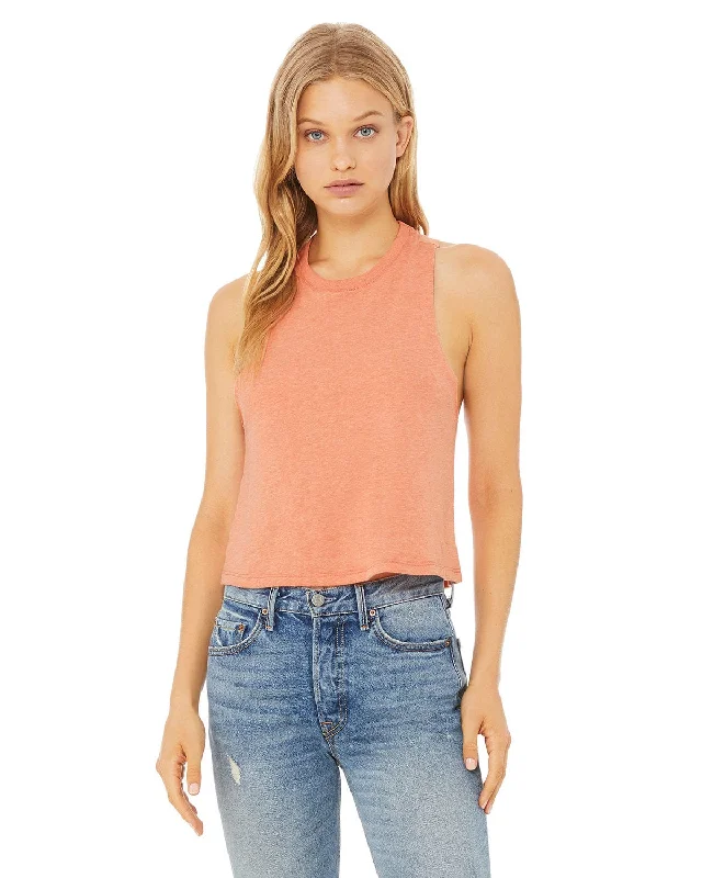 Bella+Canvas Ladies Racerback Cropped Tank | Heather Sunset