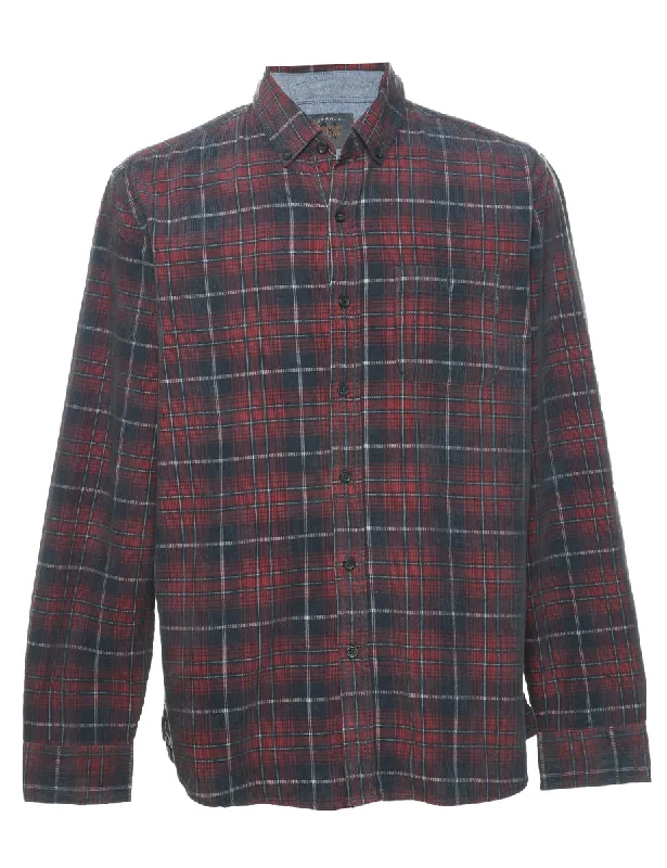 Dark Grey Corduroy Checked Shirt - L