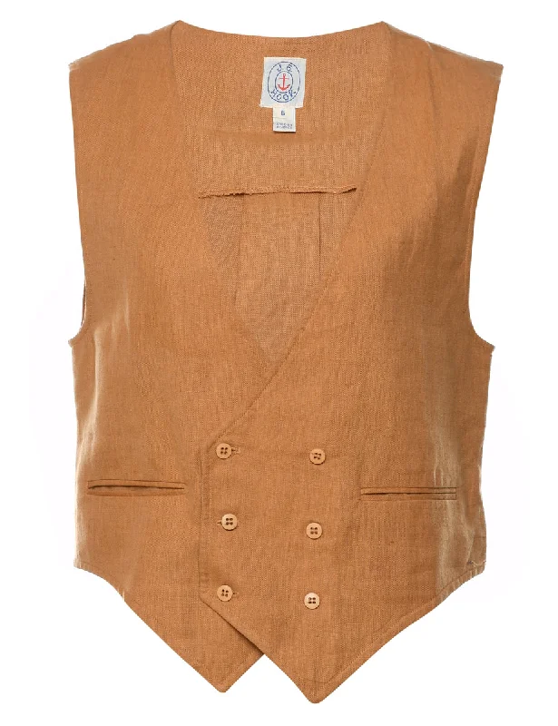 Double-Breasted Classic Brown Waistcoat - S