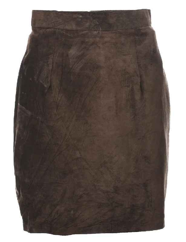 Dark Brown Suede Pencil Skirt - S