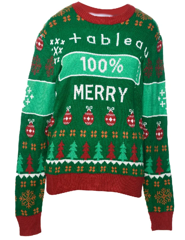 Dark Green Christmas Jumper - S