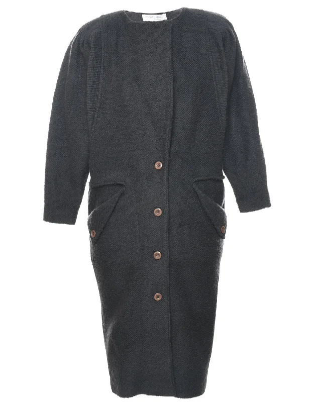 Dark Grey Wool Coat - L